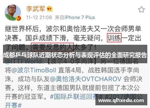 成都乒乓球队近期状态分析与表现评估的全面研究报告